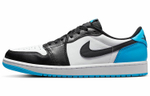 Jordan Air Jordan 1 Low'Black and Dark Powder Blue' leather non-slip wear-resistant lightweight low-cut retro basketball shoes for men and women the same style black and white blue