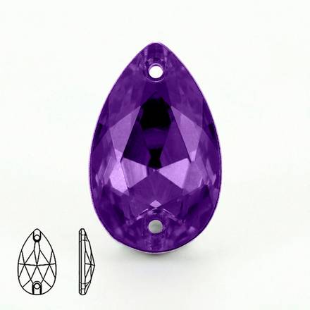 Стразы пришивные из стекла, цвет Amethyst, форма Teardrop / Pear