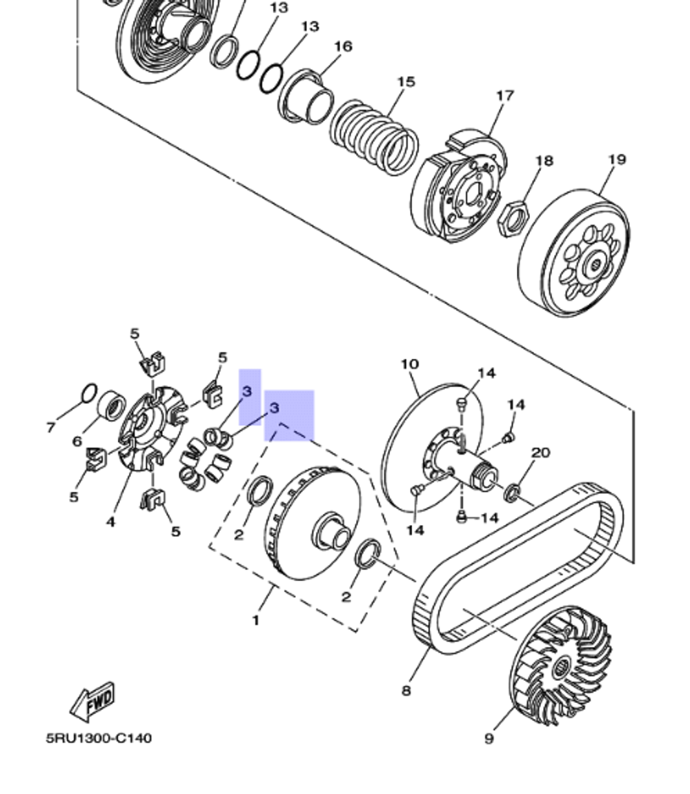 Грузик вариатора MAJESTY Yamaha 5RU176320000