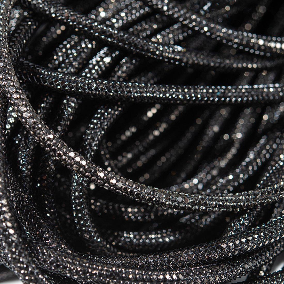 Черный стразовый шнур, металлические кристаллы, 4мм