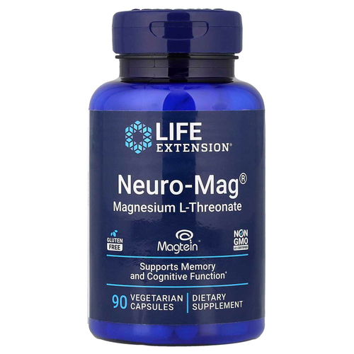 Life Extension, Neuro-Mag®, L-треонат магния, 90 вегетарианских капсул (48 мг в 1 капсуле)
