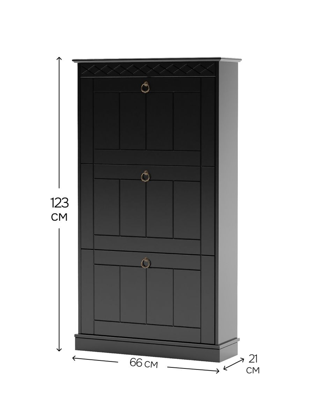 Обувница для прихожей, 66х22х123, Индра, закрытая, тумба для обуви, МДФ, черный, Dipriz