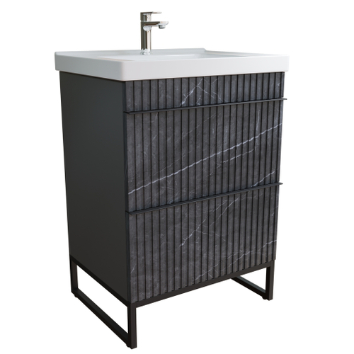 Тумба д/ванной "Окленд -60" Графит Мрамор под раковину Грэйс- 60 (DREJA) ЛОФТ (ПВХ)