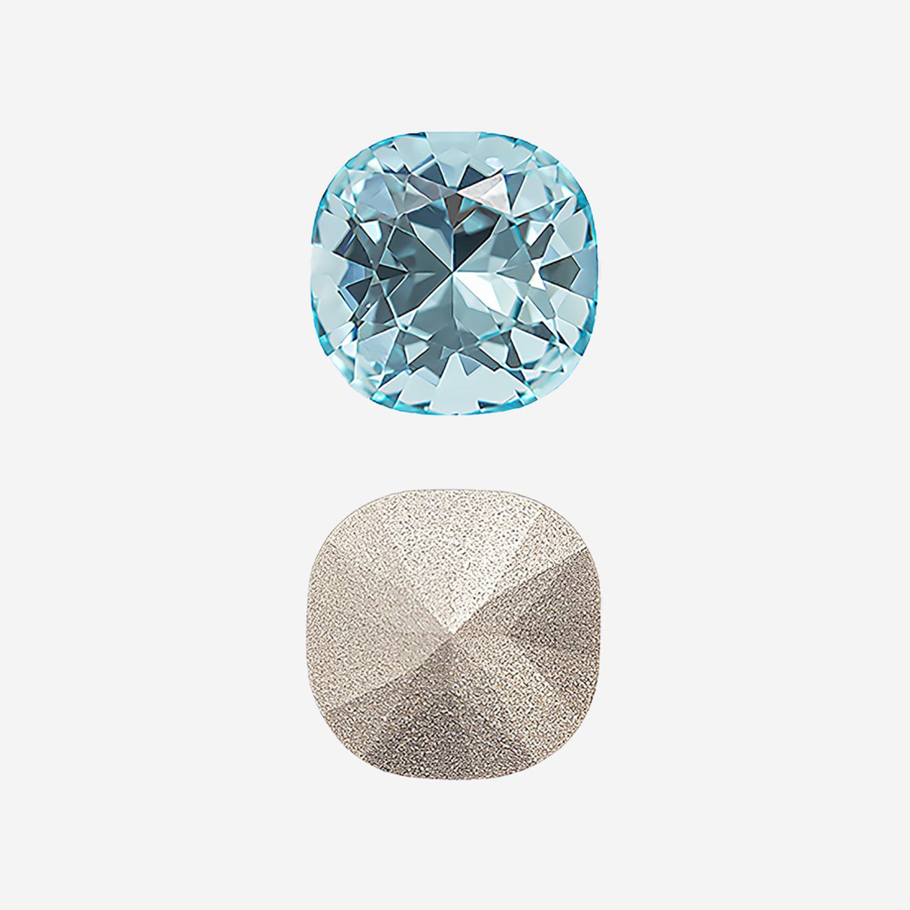 Кристалл Кушон (Сushion), оттенок "Аквамарин"/"Aquamarine", 10мм