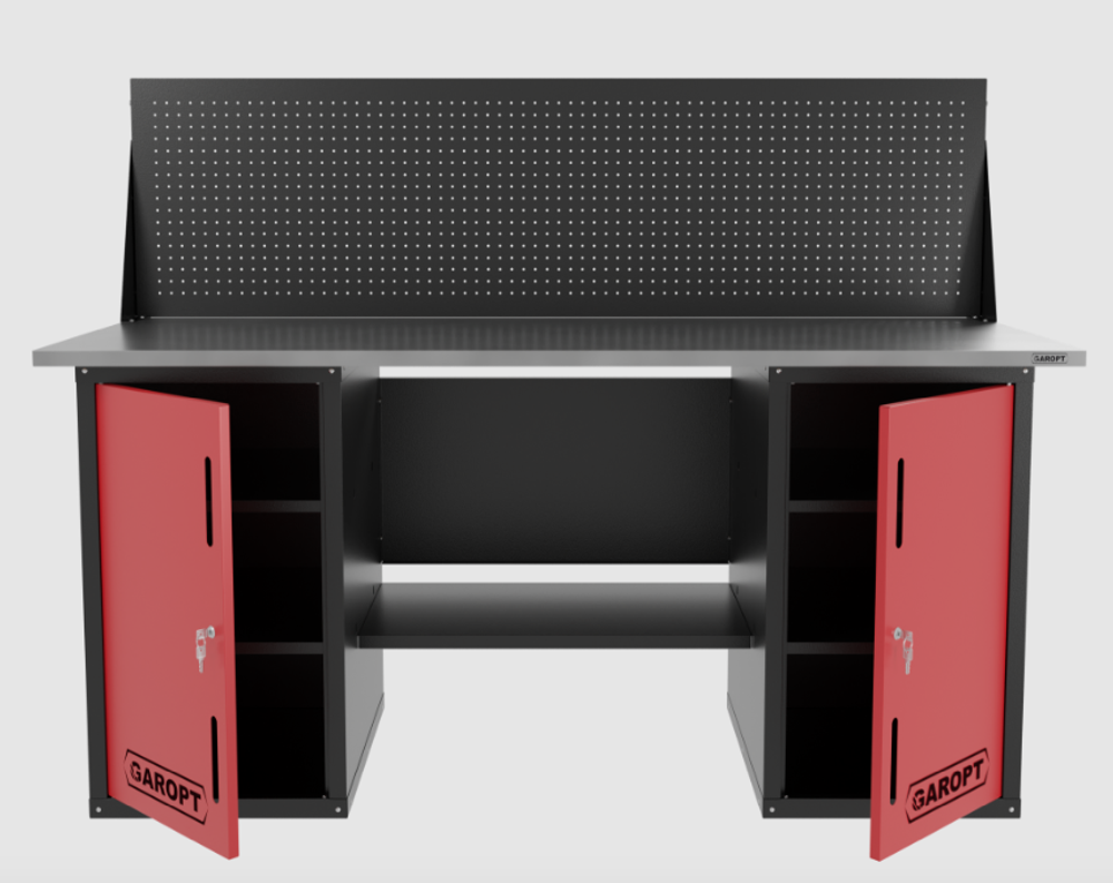 Верстак двухтумбовый с экраном, красный 1800*700 Garopt, GT1800DDPP.red