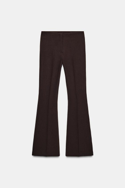 ZARA БРЮКИ FLARE С БОКОВЫМИ ШВАМИ, КОРИЧНЕВЫЙ