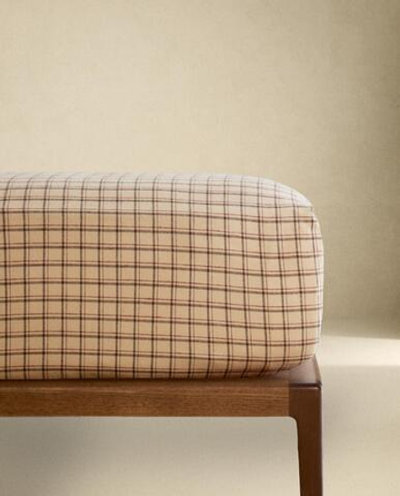 Zara Home - Простыня фланелевые клетчатые брюки, бежевый, 180х200х30 см