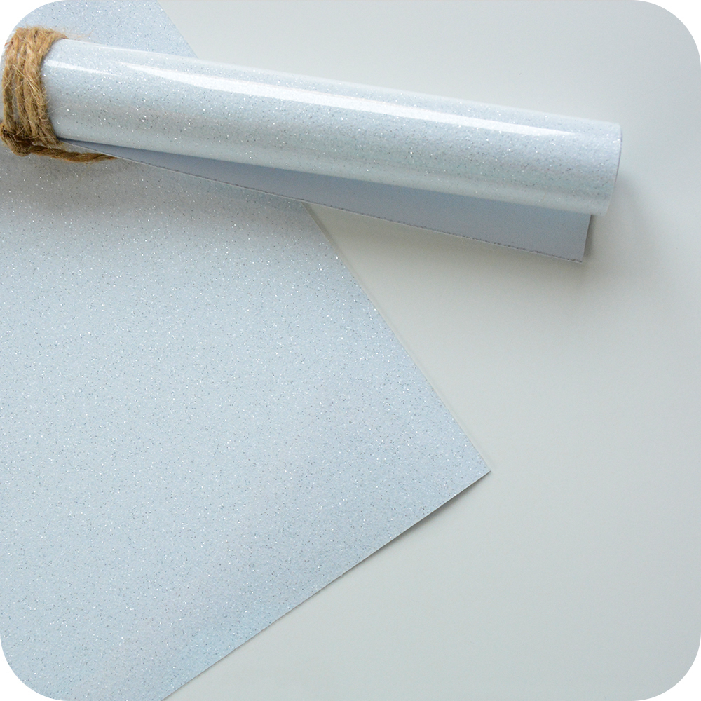 Термотрансферная пленка с глиттером, цвет белый, размер отреза 25*25см