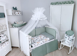 Комплект постельного белья Lepre New Safari 6 предметов 125х65 см белый/мятный