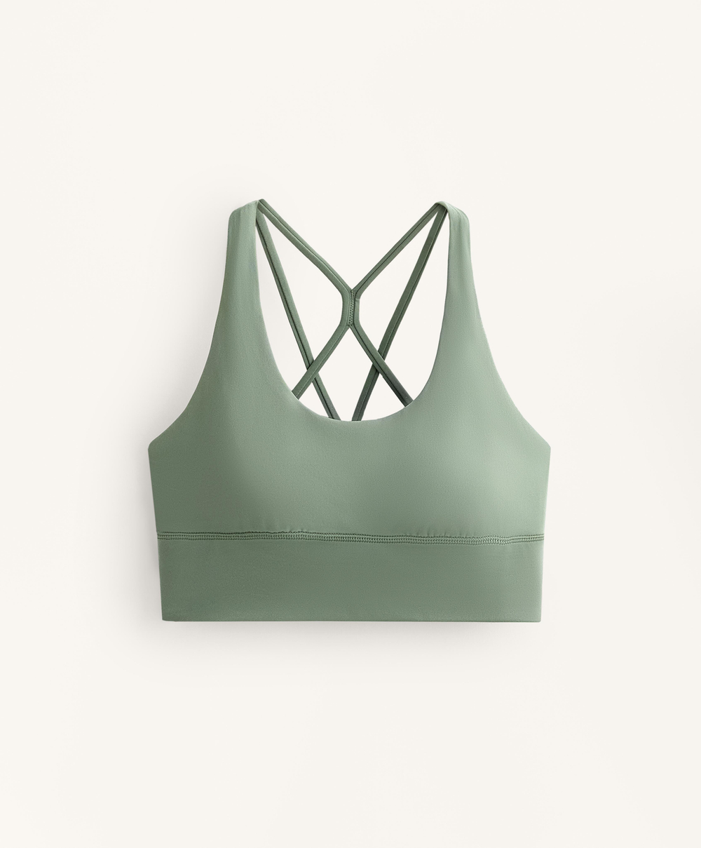 Oysho Спортивный бюстгальтер с бретелями на спине, бледно-зеленый