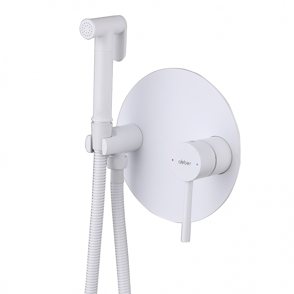 Смеситель ABBER Emotion AF8826W с гигиеническим душем, белый матовый