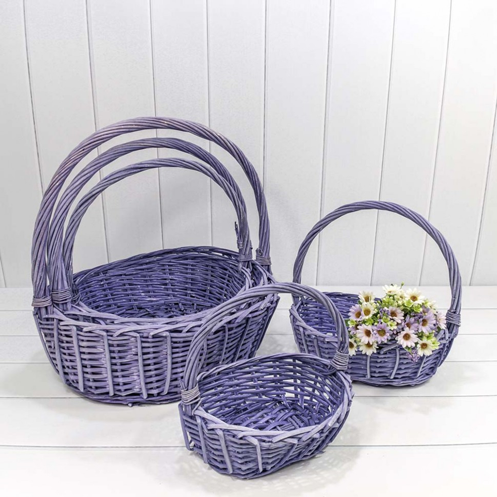 Корзина 48х40х17/48 (±5%) см Набор 5шт с ручкой (Сиреневый)