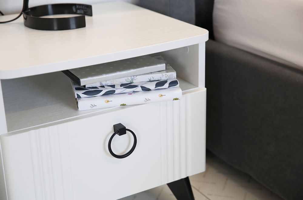 Тумба прикроватная (Белое дерево/Белый матовый)