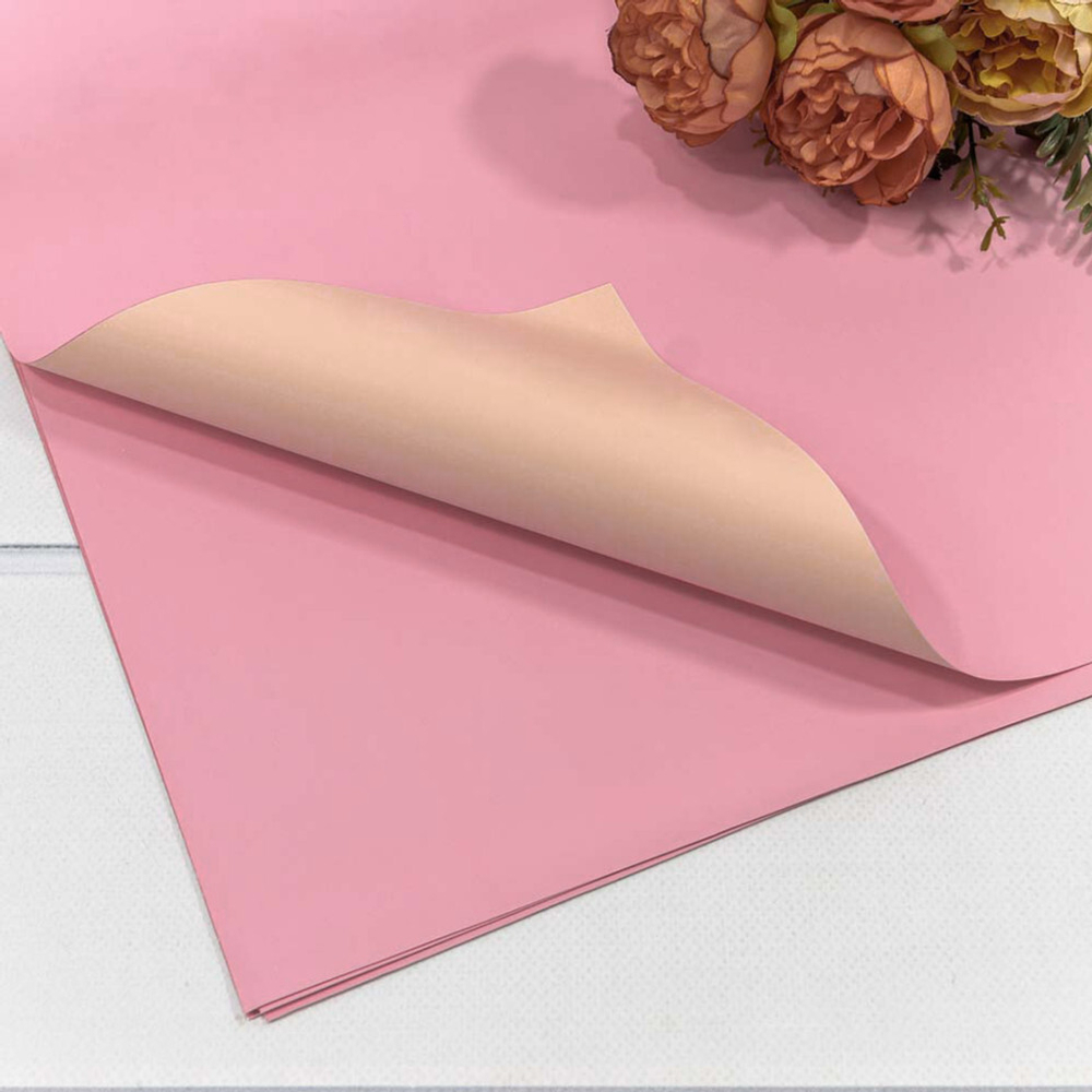 Пленка В листах 20 шт 60 х 60 см двухсторонняя (Розовый, Персиковый)