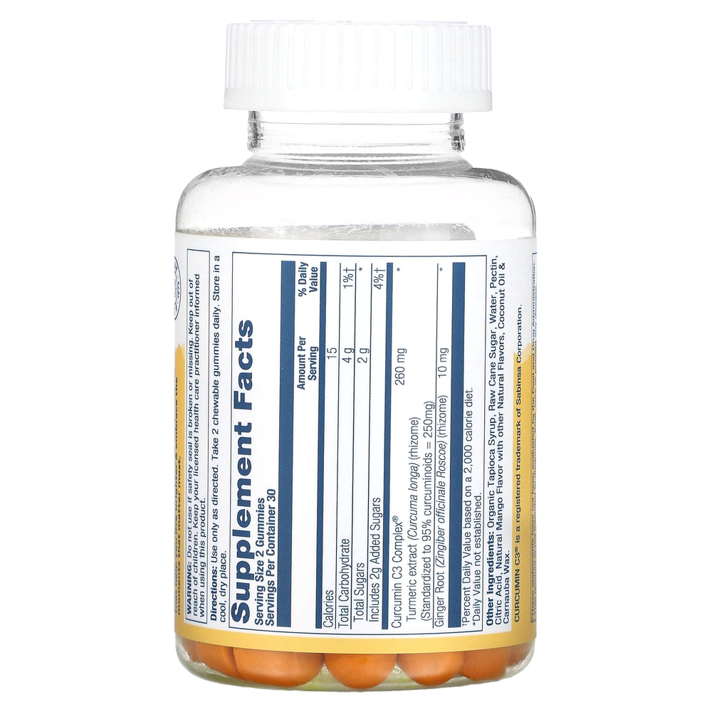 Solaray, Жевательные мармеладки с куркумой, натуральное манго, 60 жевательных таблеток