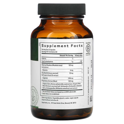 Gaia Herbs Professional Solutions, Средство для борьбы со стрессом из серии HPA Axis, для равновесия каждый день, 120 капсул, заполненных жидкостью