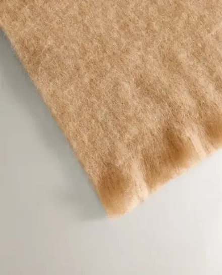 ZARA HOME ПЛЕД С БАХРОМОЙ, РОЗОВЫЙ