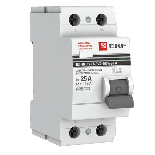 УЗО ВД-100 2P 25А/10мА (электромеханическое) А PROxima EKF (ВДТ) elcb-2-25-10-em-a-pro