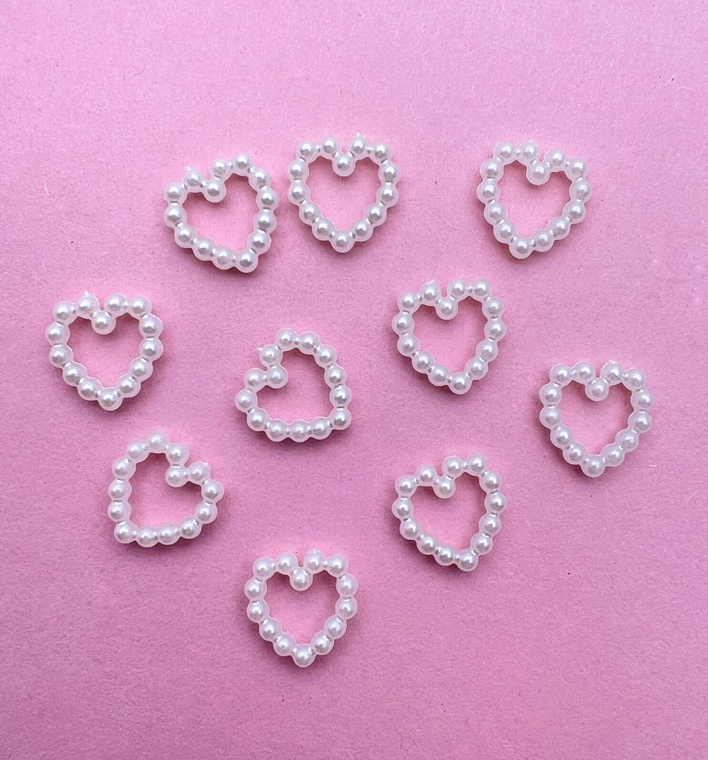 1831 Фигурки объёмные "Жемчуг сердечки" 10 шт
