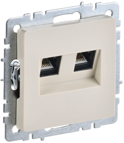 BRITE Розетка двойная RJ11+RJ45 кат.5E РК/Т12-БрКр бежевый IEK