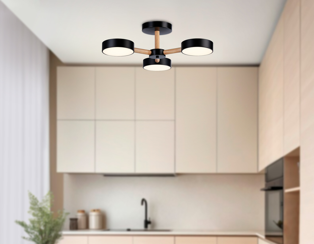 Подвесной светодиодный светильник с пультом FL4823/3 BK черный 3000K-6400K 40W D580*160 (ПДУ ИК)