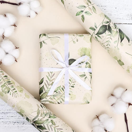 Бумага упаковочная крафтовая "Полет листьев"