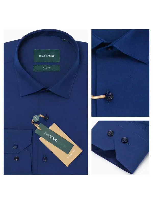 Рубашка приталенная SLIM FIT с длинным рукавом, темно-синяя