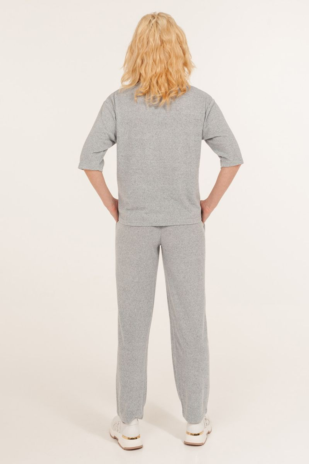 Стильный женский костюм с бантом (Размер: XL) (Цвет: сиреневый)