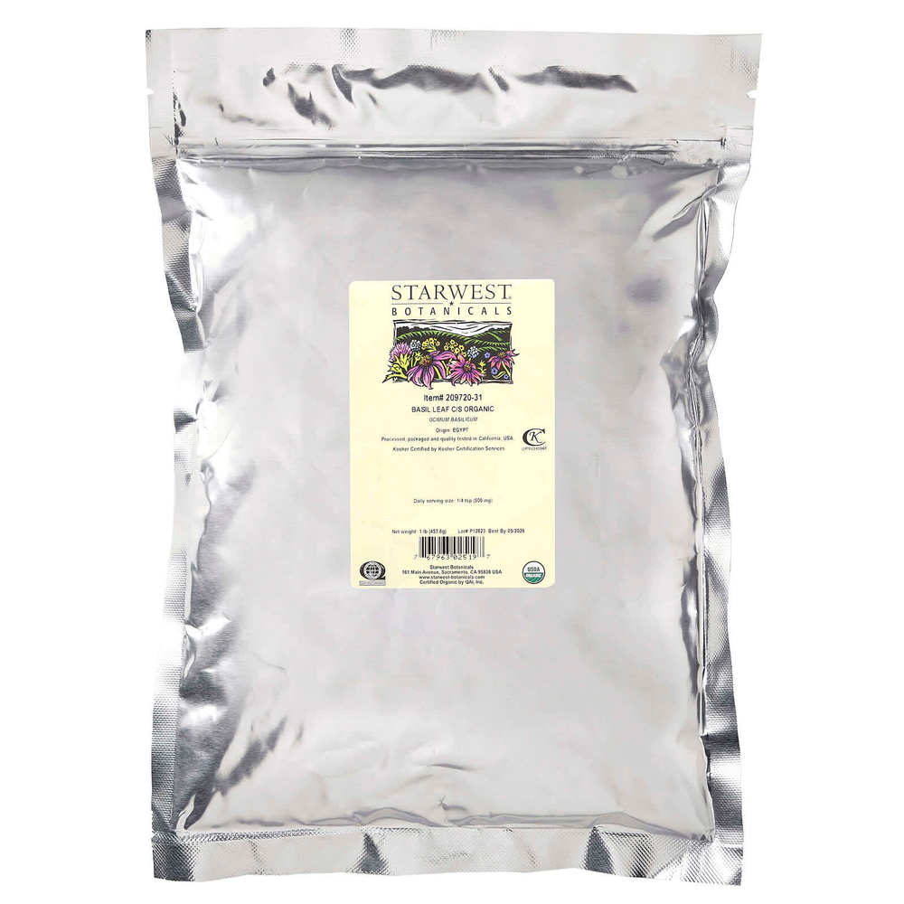 Starwest Botanicals, органические листья базилика, 453,6 г (1 фунт)