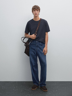 Massimo Dutti Футболка из 100% хлопка, индиго