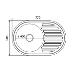 Мойка овал 77х50 (0,6) лев вып 3 1/2 MIXLINE 16см с сифоном