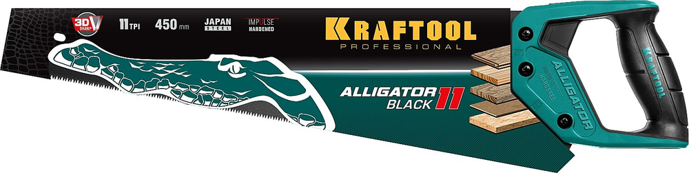 KRAFTOOL Alligator Black 11, 450 мм, ножовка для точного реза (15205-45)