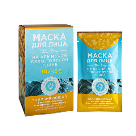 Маска с бело-голубой глиной "Тонизирующая"