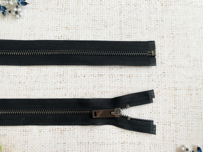 Молния шлифованная металл Т5, L 70 см, чёрный/тёмный никель