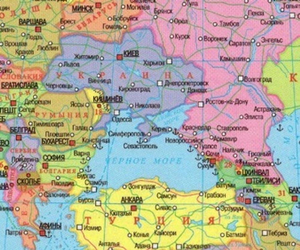 Политическая карта мира (1,50 : 2,30 м ) , большая настенная, Бэклит