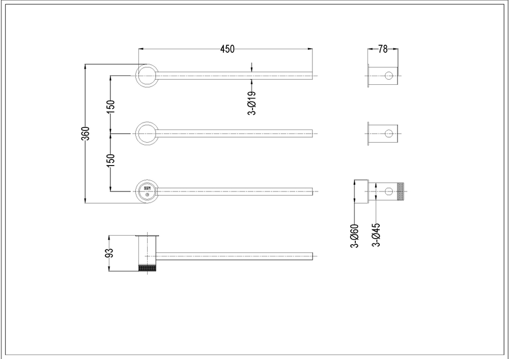 Полотенцесушитель STICK дополнительный элемент NICKEL BRUSH