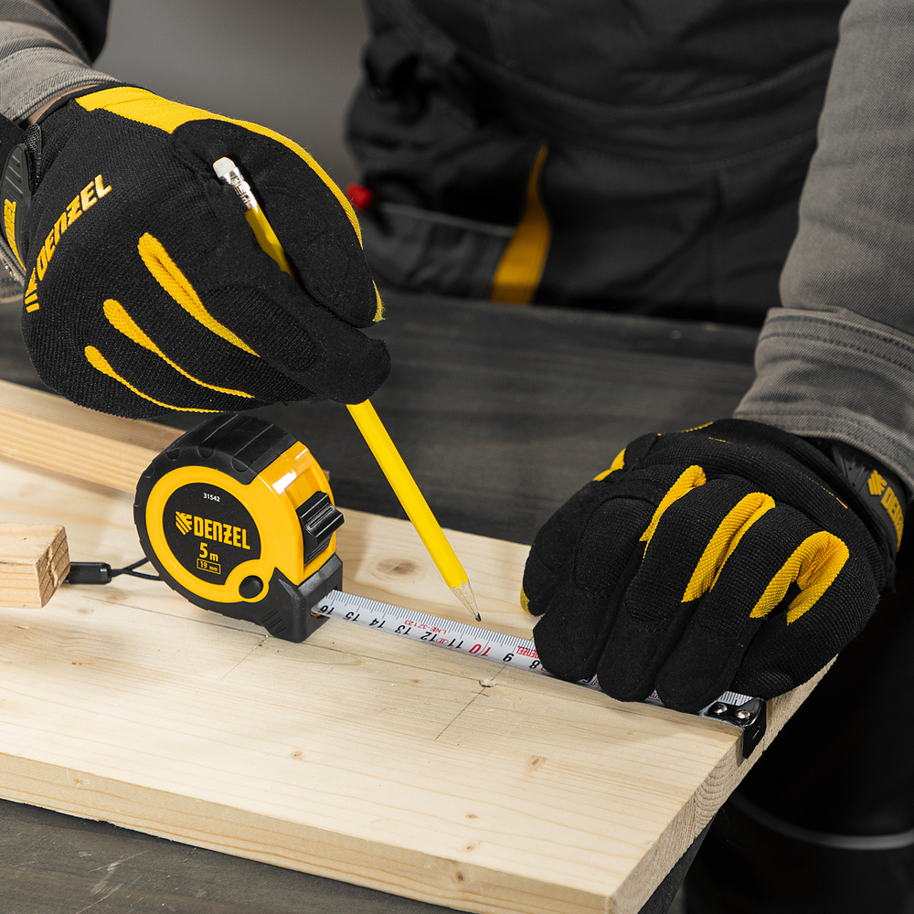 Рулетка 5м х 19мм, двухкомп. корпус, кнопка-пауза Denzel