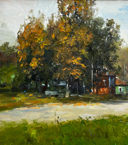 Плотников В.В. Нерехта. Сентябрь. Холст, Масло. 2023г. Размер холста 30х50 см.