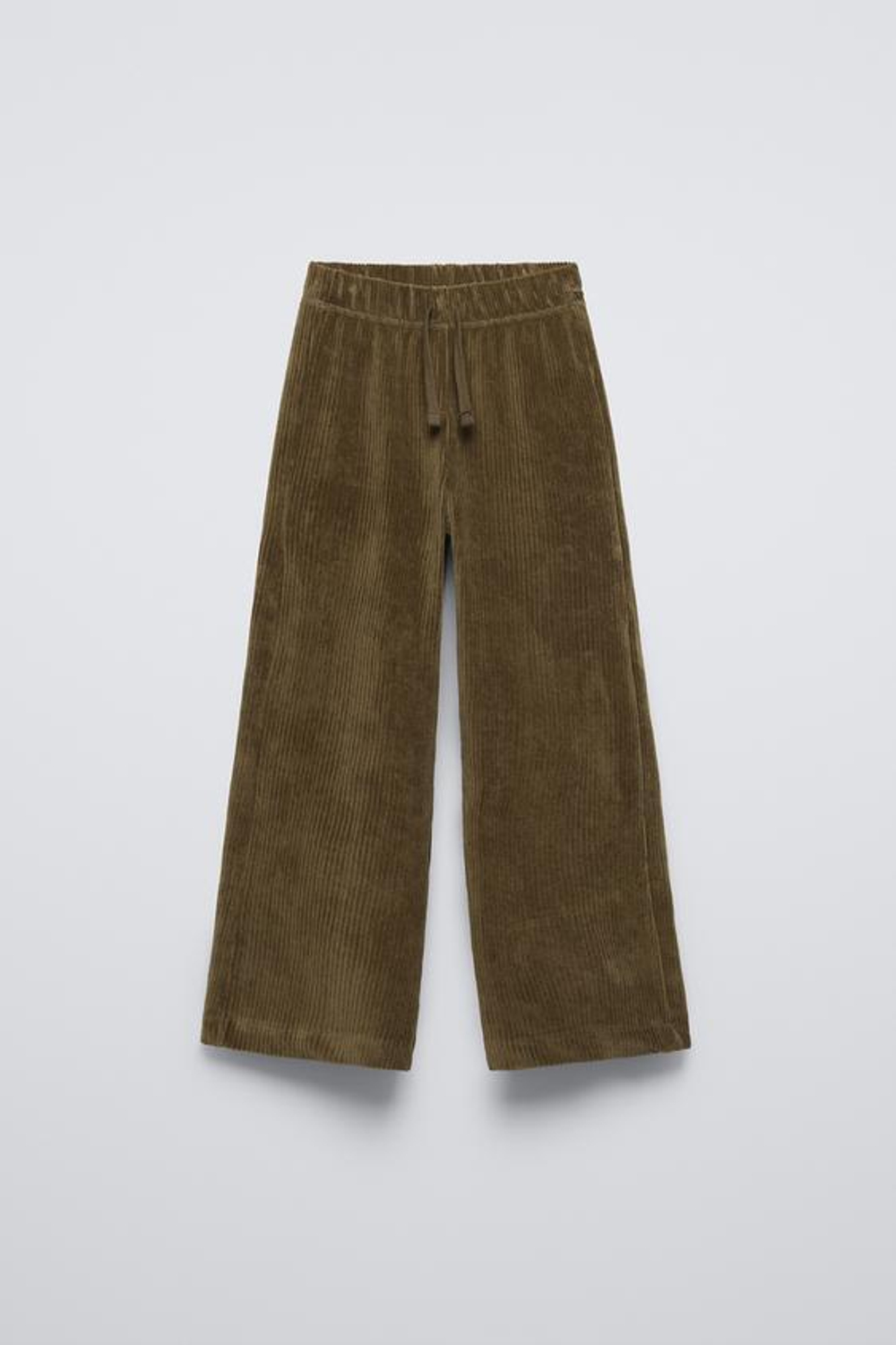 ZARA БРЮКИ ИЗ ВЕЛЬВЕТА С ШИРОКИМИ ШТАНИНАМИ, ХАКИ