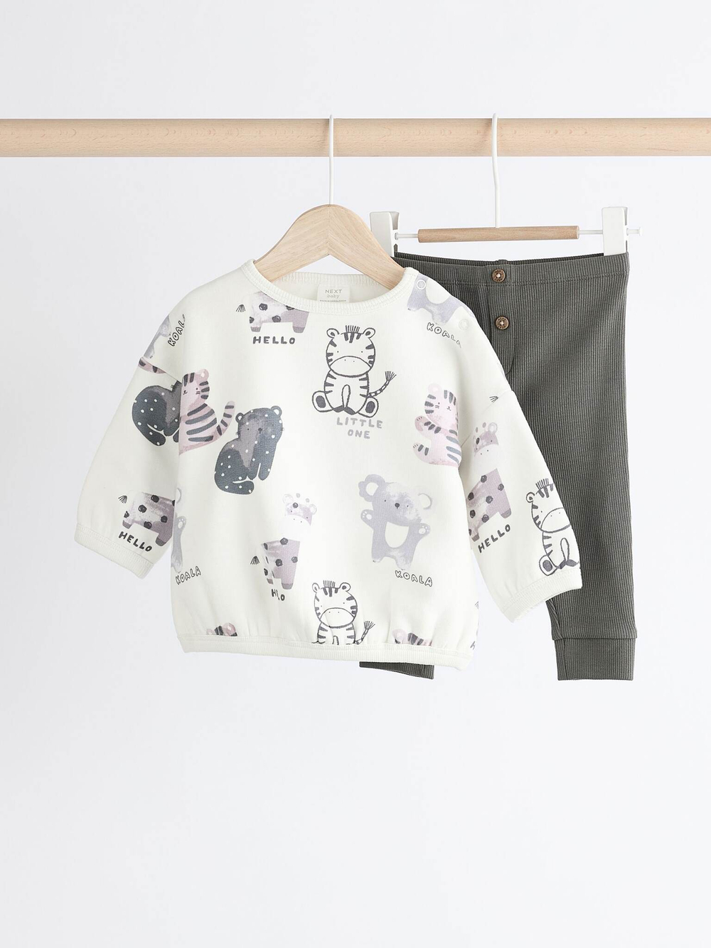 Толстовка и легинсы в комплекте для малышей Next 835-873, Белый, Темно-серый