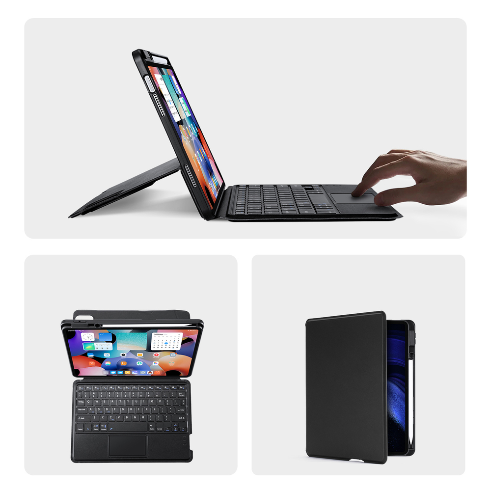 Защитный чехол подставка с клавиатурой (RUS) от Dux Ducis для Xiaomi Pad 6 и Pad 6 Pro, серия DK Series Keyboard, русская клавиатура с подсветкой