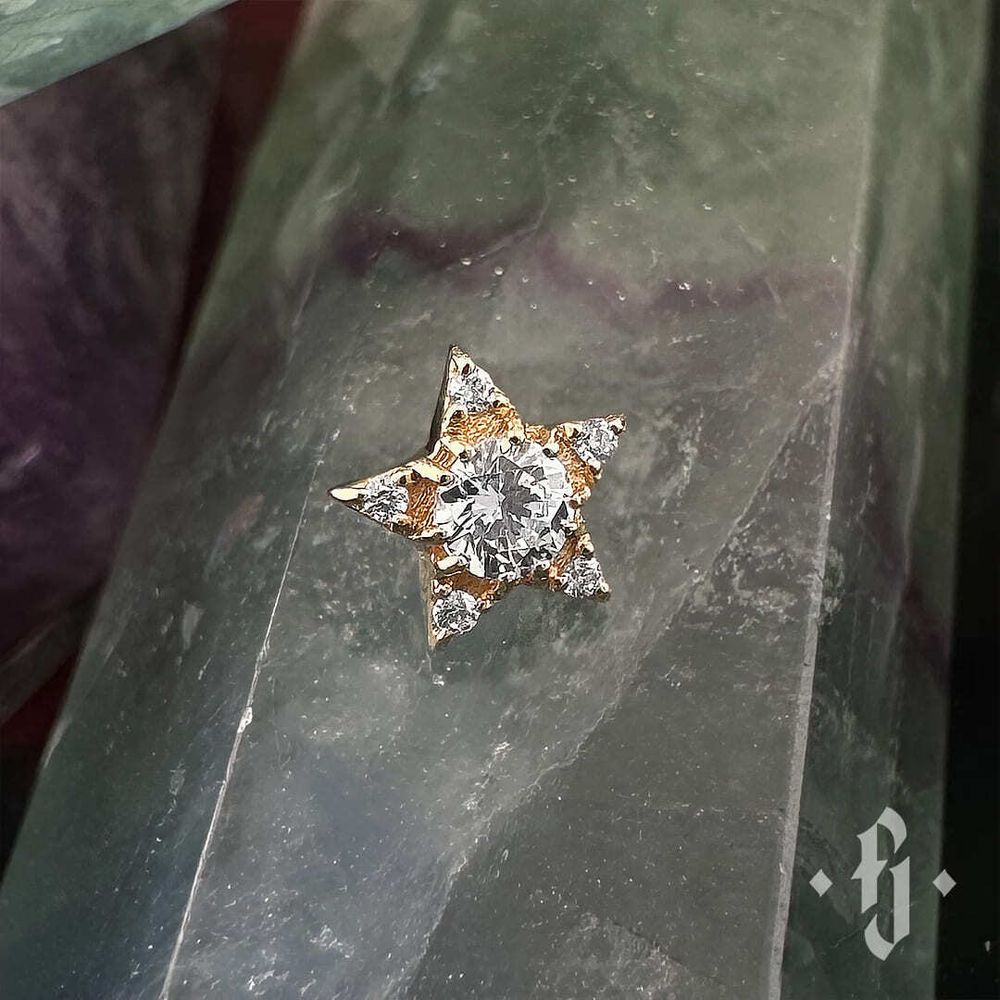 Накрутка &quot;Crystal Star&quot; - Желтое золото - White CZ
