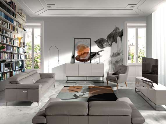 Трехместный диван с реклайнером Angel Cerda 5320-3P, серая кожа