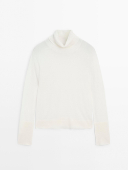 Massimo Dutti Свитер из тонкого трикотажа, натуральный, кремовый