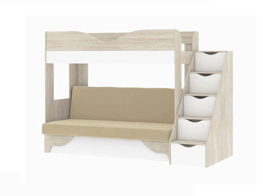 Латте 77-01 кровать-диван Дуб сонома / Аляска / Велюр Кремовый