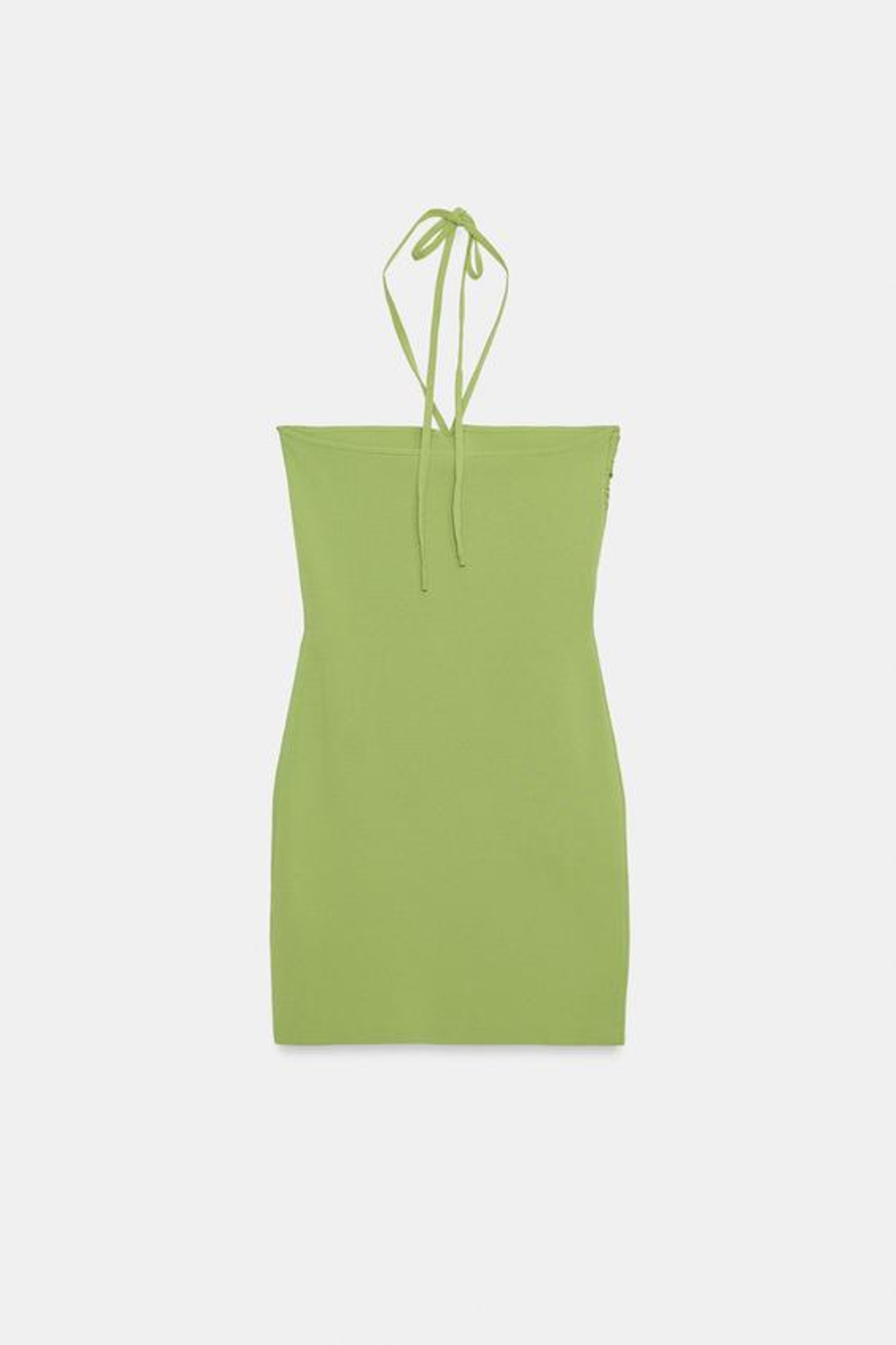 ZARA ТРИКОТАЖНОЕ ПЛАТЬЕ-БАНДО С БУСИНАМИ, ЗЕЛЕНЫЙ