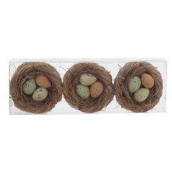 GAEM Набор из 3-х изделий декоративных "Гнездо пасхальное" (6,5*4,5), L21 W7 H4,5 см