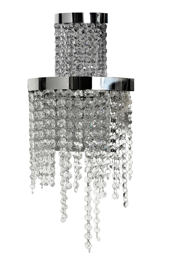 Бра настенное 55см Garda Decor Cascada xром со стеклянными кристалами