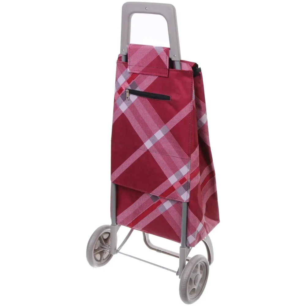 Тележка хозяйственная с сумкой (93*40*30см, колеса 15см,грузоподъемность до 40 кг) бордовая