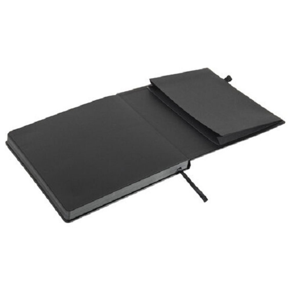 Скетчбук А5, 80л, книжный переплет, пл. 140гр, черная бумага, Brauberg Art Кожзам